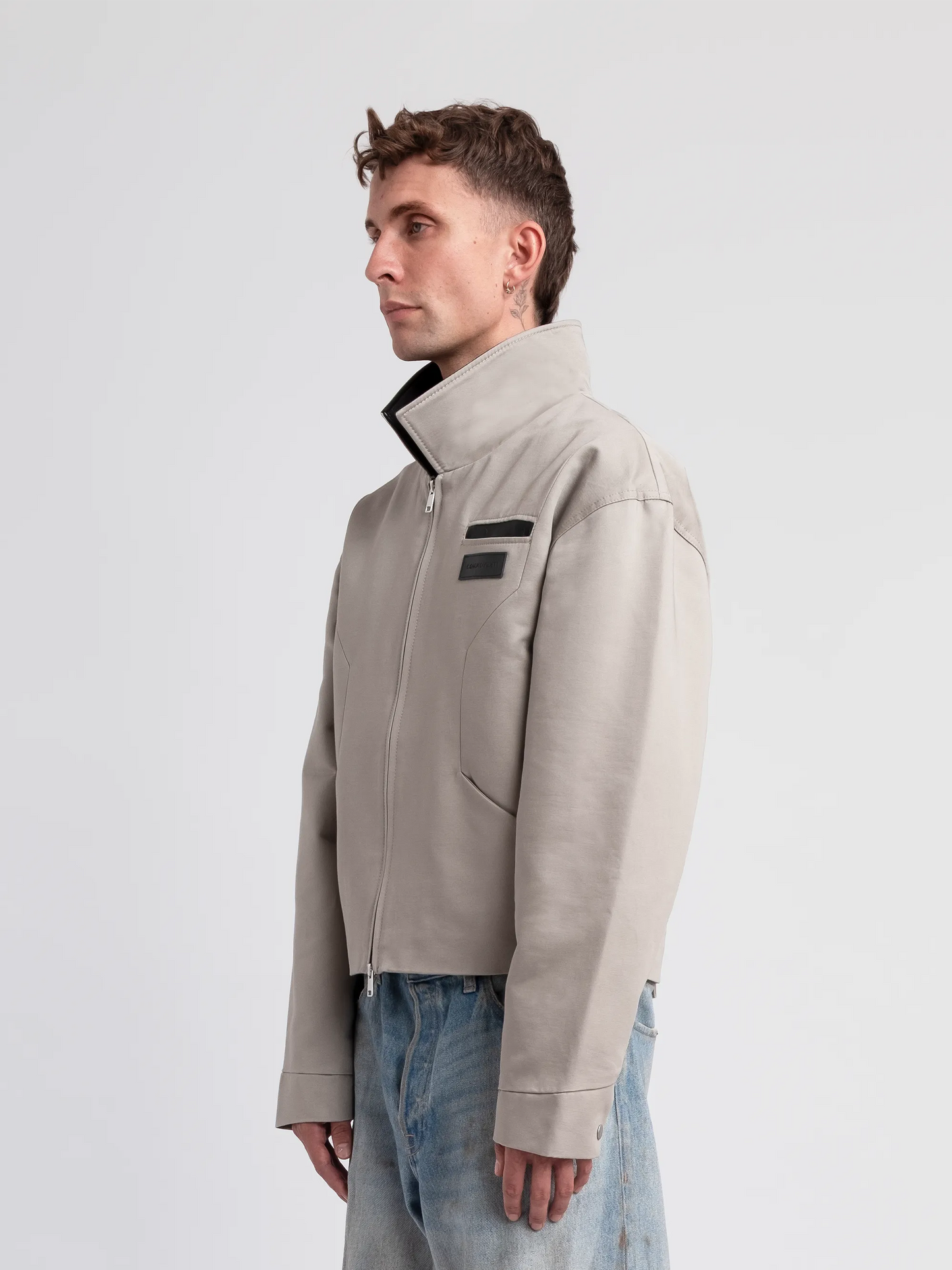 BOMBER JACKET WITH LEATHER COLLAR