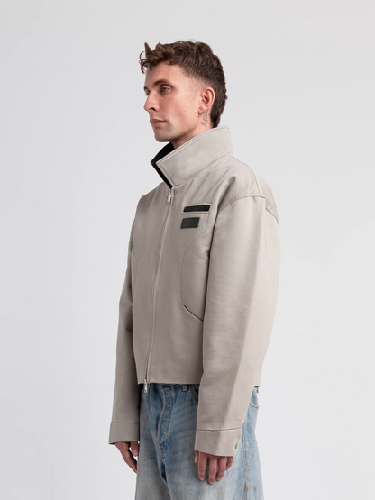 BOMBER JACKET WITH LEATHER COLLAR