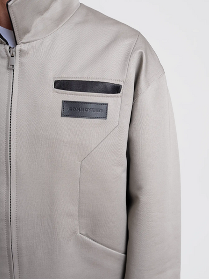 BOMBER JACKET WITH LEATHER COLLAR