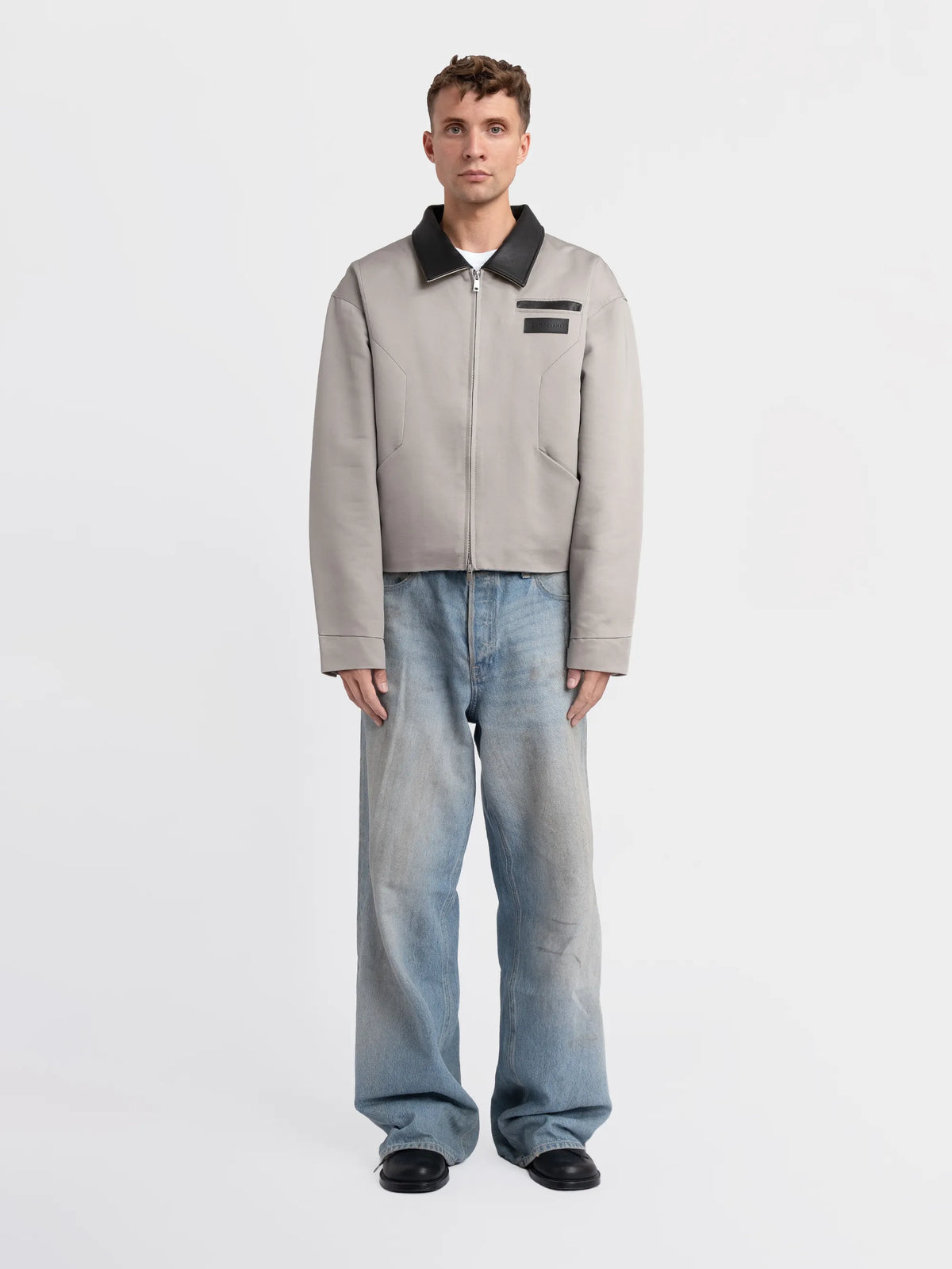 BOMBER JACKET WITH LEATHER COLLAR