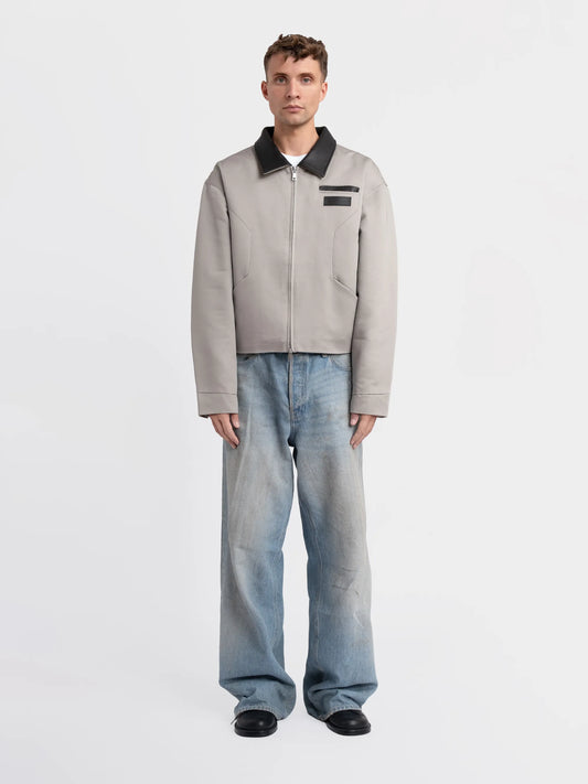 BOMBER JACKET WITH LEATHER COLLAR