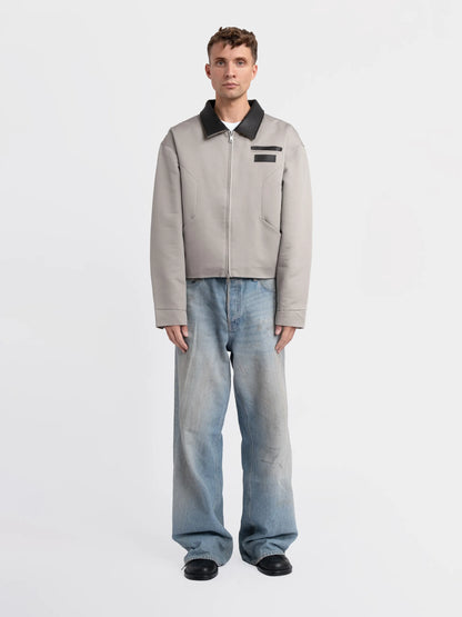 BOMBER JACKET WITH LEATHER COLLAR