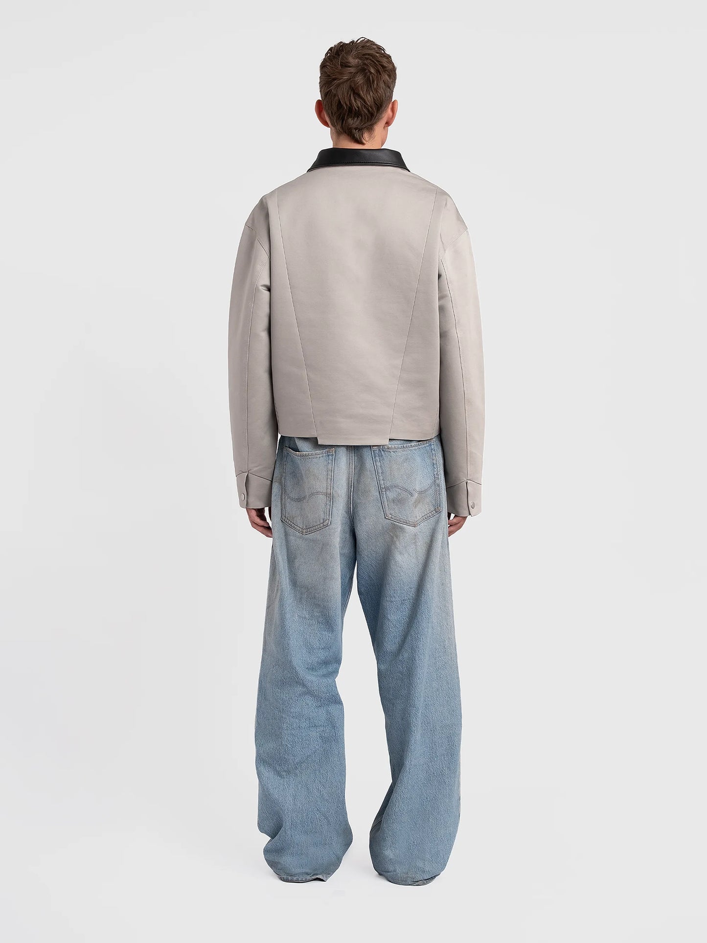 BOMBER JACKET WITH LEATHER COLLAR