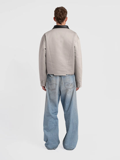 BOMBER JACKET WITH LEATHER COLLAR