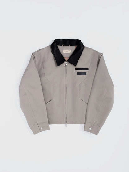 BOMBER JACKET WITH LEATHER COLLAR